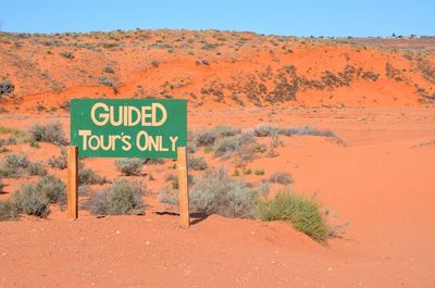 Sign board in desert