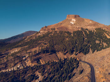 View of mountain range against blue sky