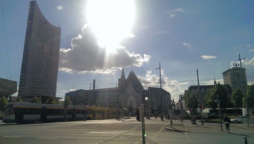 Sun shining through building