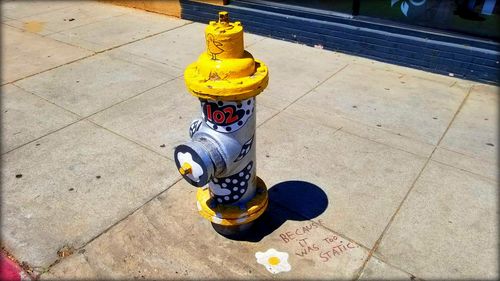 High angle view of yellow pipe