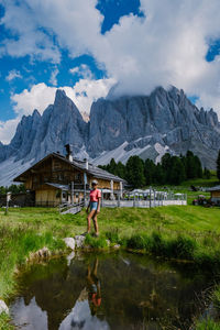 Full length of man on mountains against sky