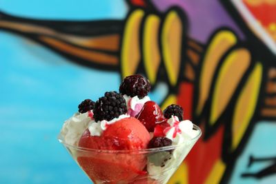 Close-up of ice cream in glass