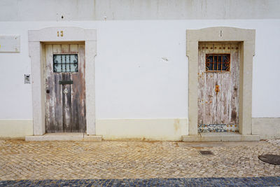 Closed door of building