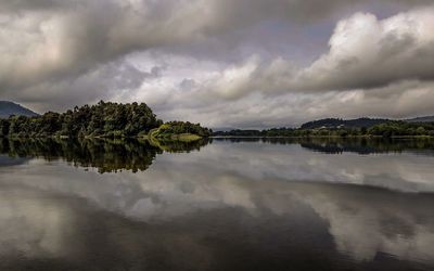 Scenic view of lake against sky