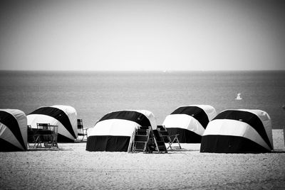 Tent on beach against sea