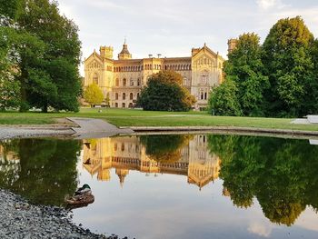 Reflection of building in lake