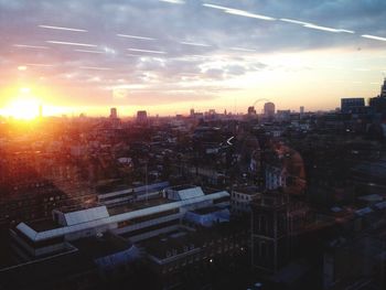 View of cityscape at sunset