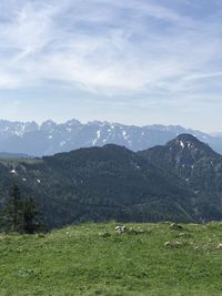 Scenic view of mountains against sky