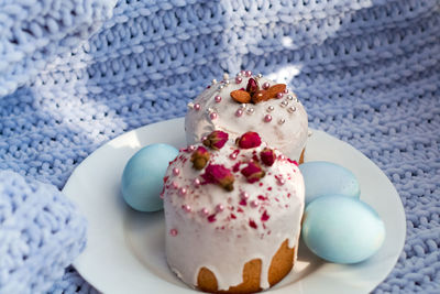 Close-up of cake in plate on table