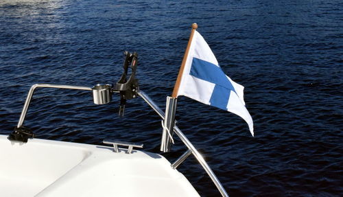 High angle view of sailboat sailing in sea