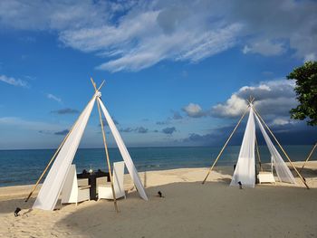 Scenic view of beach against sky