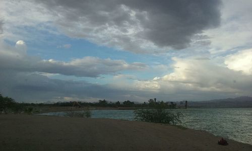 Scenic view of sea against cloudy sky