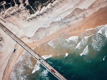 Aerial view of bridge over sea