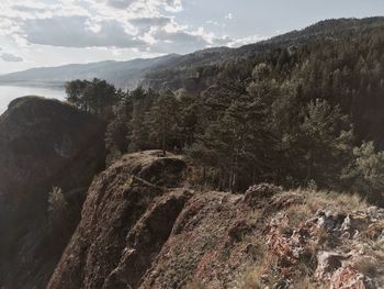 Scenic view of rocky mountains against sky