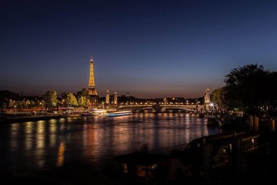 Bridge over river at night