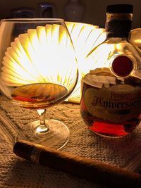 Close-up of wine glass on table