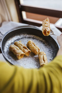 Spanish christmas pastry pestinos are being prepared