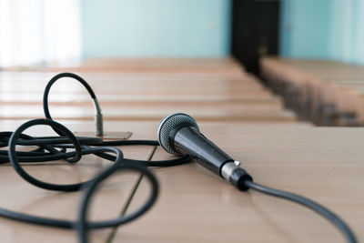 Close-up of eyeglasses on table