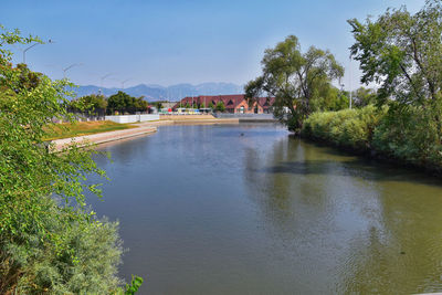 Scenic view of lake against sky