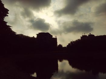 Silhouette of buildings at sunset