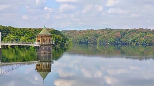 Scenic view of lake against sky