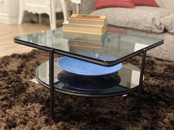 View of books on table