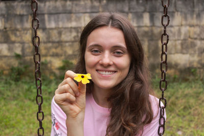 Close-up of girl playing on playground
