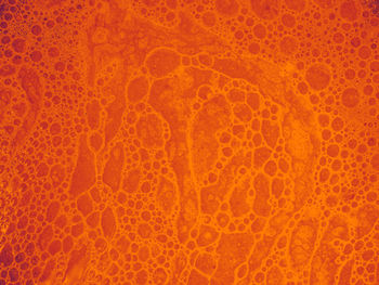 Full frame shot of orange bubbles