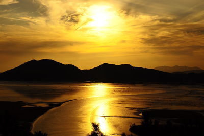 Scenic view of sea against sky during sunset