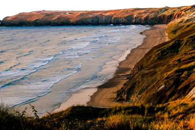 Scenic view of beach against sky