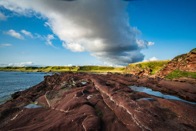 Scenic view of land against sky