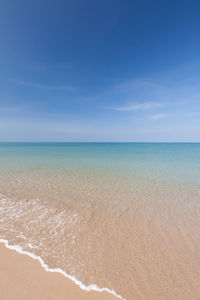 Scenic view of sea against blue sky