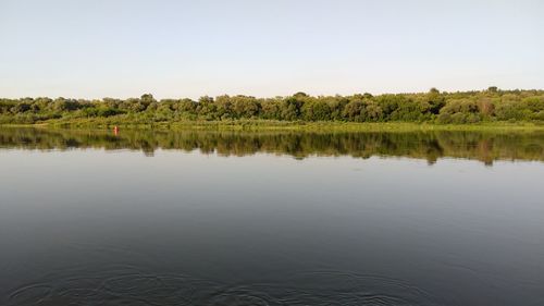 Scenic view of lake against clear sky