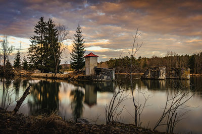 Scenic view of lake against sky