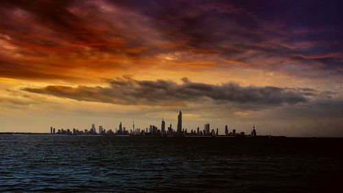 Scenic view of sea against cloudy sky
