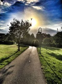 Road by trees against sky