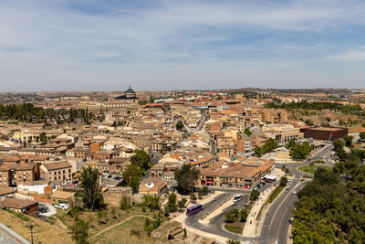 High angle view of townscape against sky