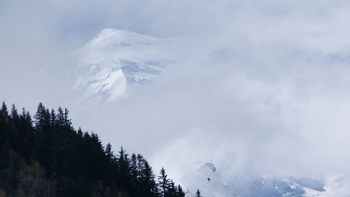 Low angle view of mountain against cloudy sky