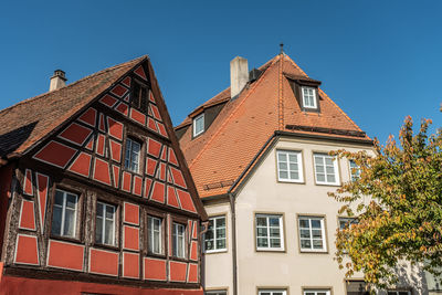 Low angle view of building against blue sky