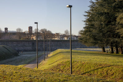 Scenic view of field against clear sky