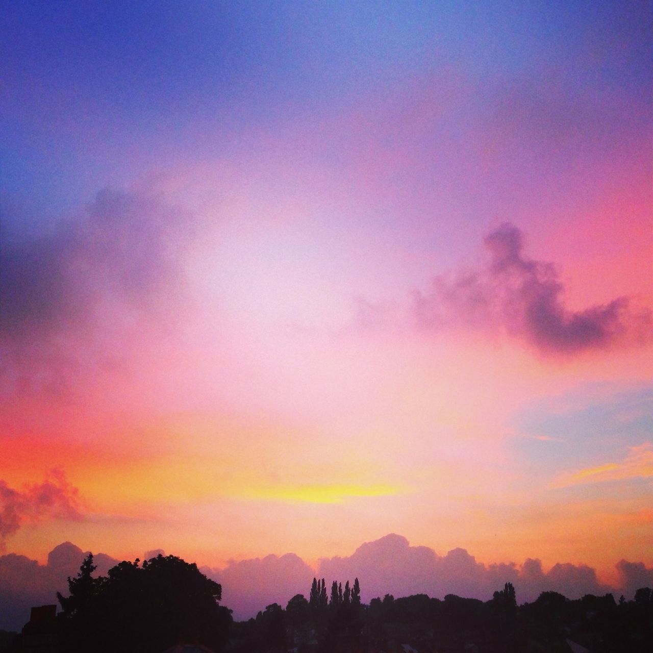 sunset, silhouette, scenics, beauty in nature, sky, tranquil scene, tranquility, orange color, nature, tree, idyllic, cloud - sky, landscape, cloud, dramatic sky, mountain, dusk, majestic, outdoors, low angle view