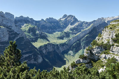 Scenic view of mountains against clear sky