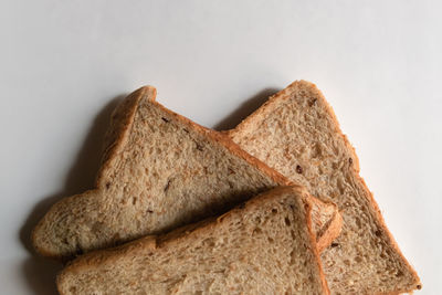 Close-up of stack against white background