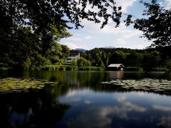 Scenic view of lake against sky