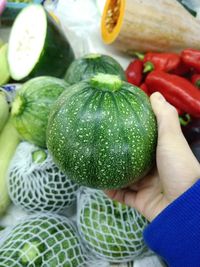 Close-up of hand holding fruit