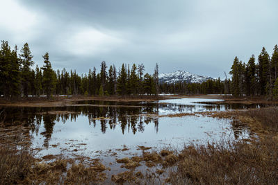 Scenic view of lake against sky