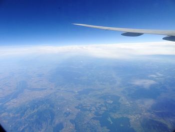 Aerial view of vapor trails in sky