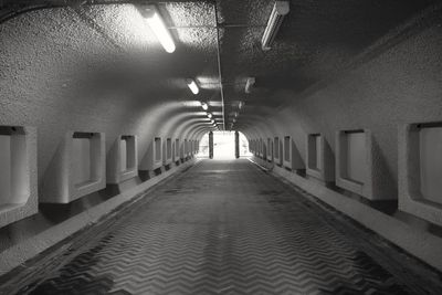 Interior of illuminated subway station