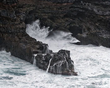 Rock formation in sea