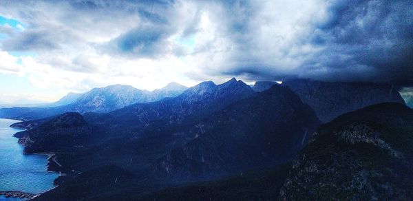 Scenic view of mountains against sky